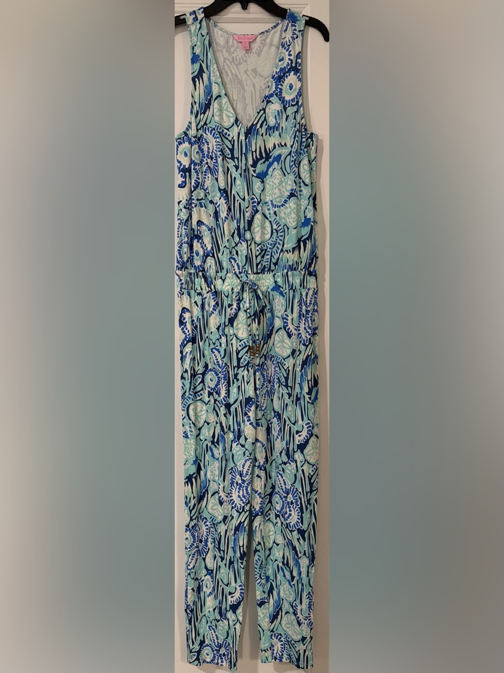 Lilly Pulitzer Paulina Jumpsuit Floral Blue & Green Small